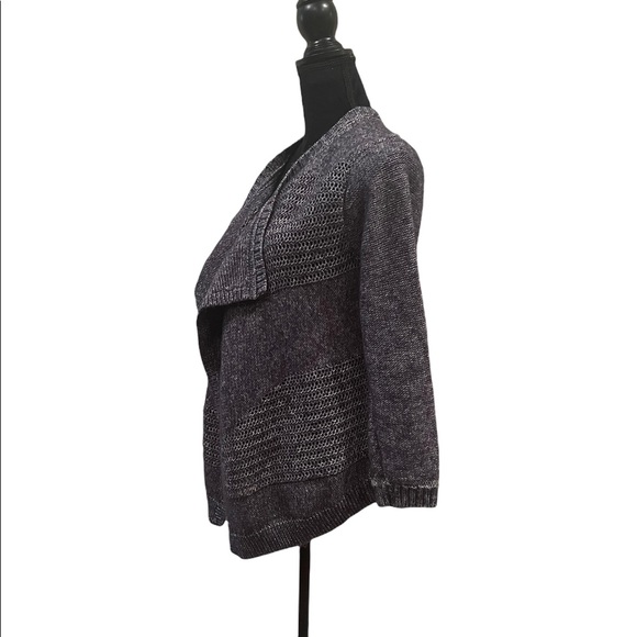 Lucky Brand cotton blend waterfall front blue white knit cardigan size medium - Picture 2 of 7